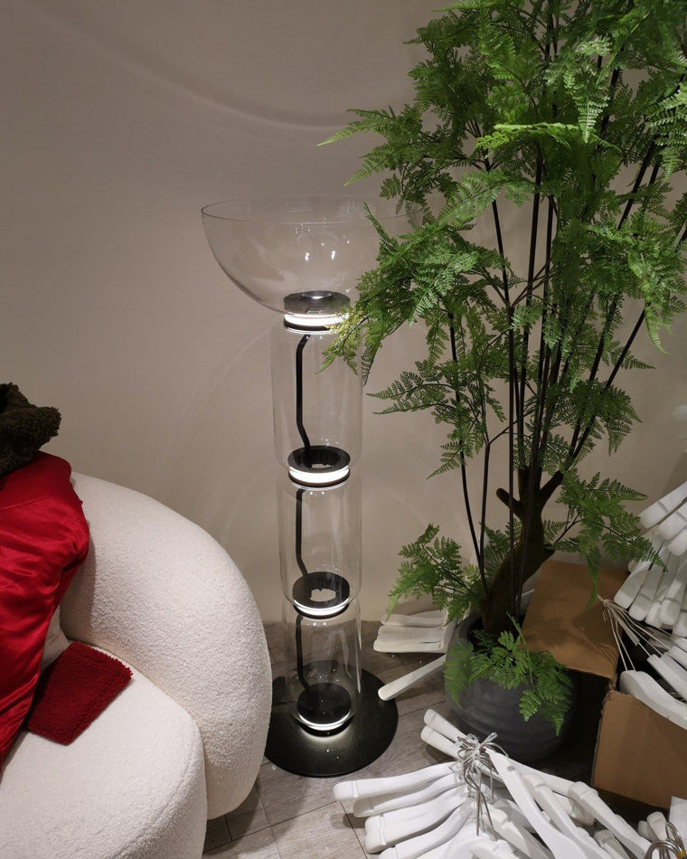 WOMO Glass Column Torchiere Floor Lamp-WM7018