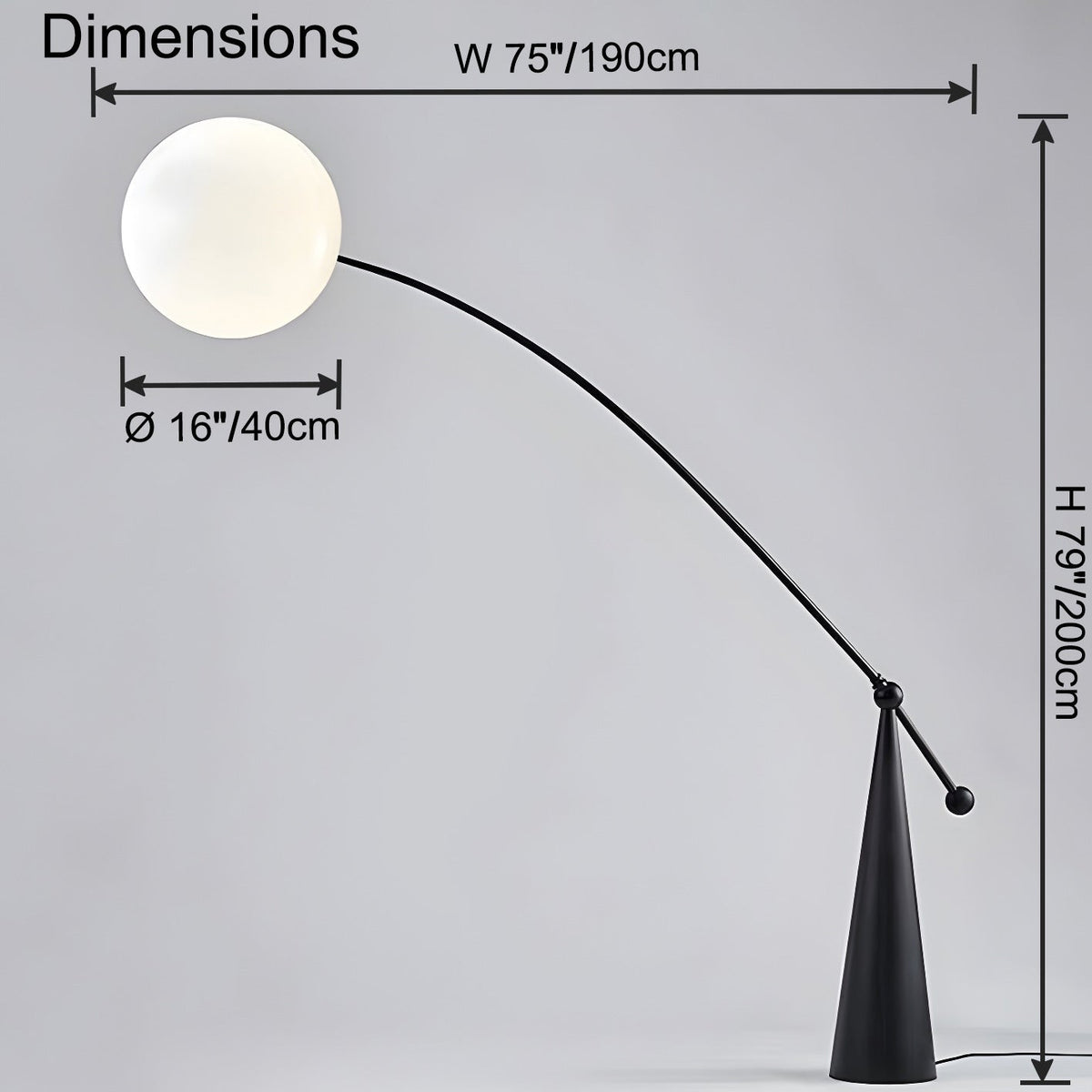 WOMO Lampadaire balancier boule de verre-WM7129