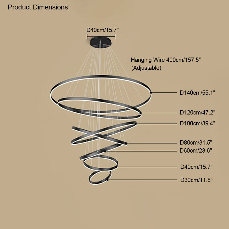 WOMO Tiered Ring LED Chandelier-WM2159
