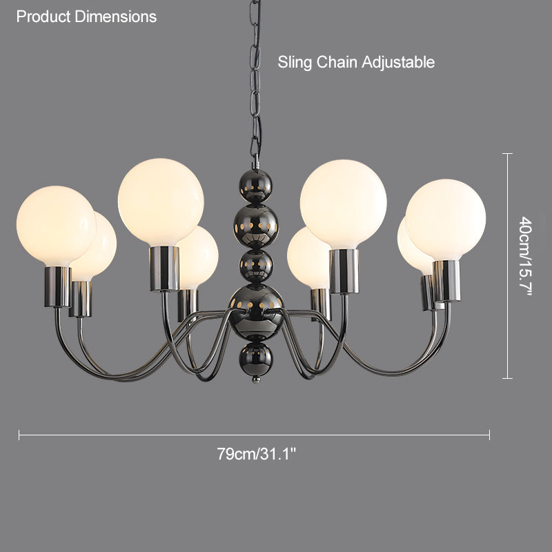 WOMO Glass Globe Black Arm Chandelier-WM2173