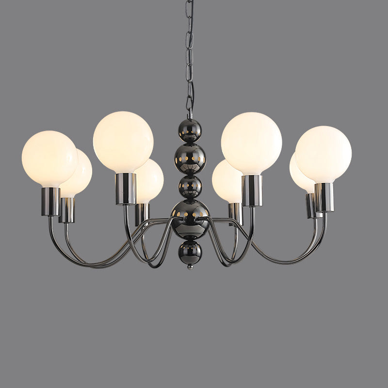 WOMO Glass Globe Black Arm Chandelier-WM2173