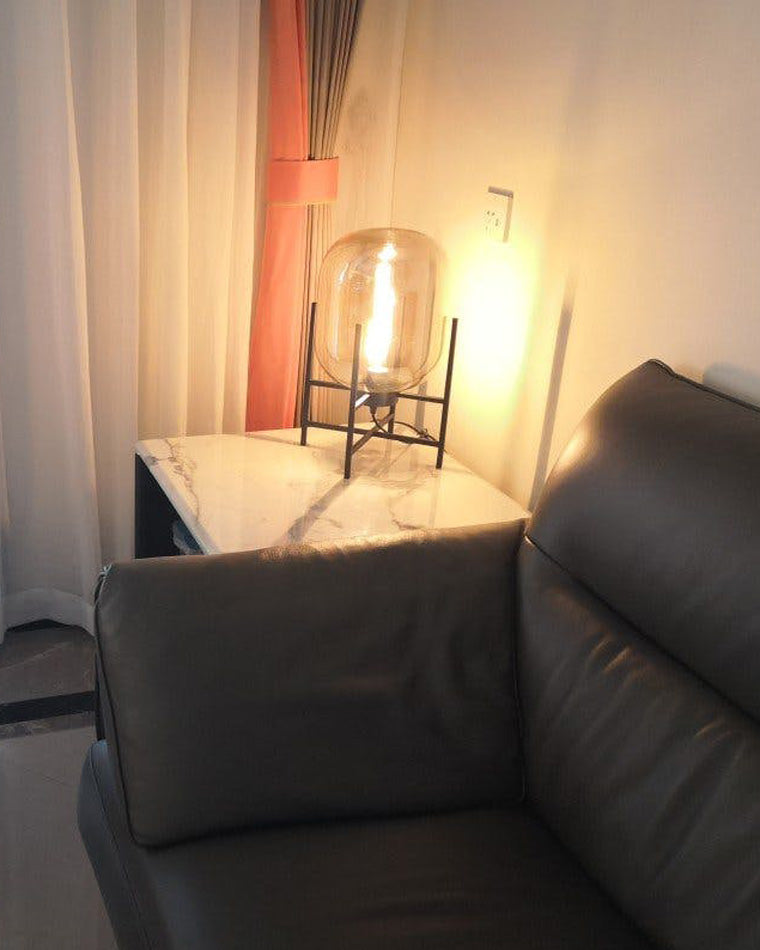WOMO Smoked Glass Lantern Table Lamp-WM8012