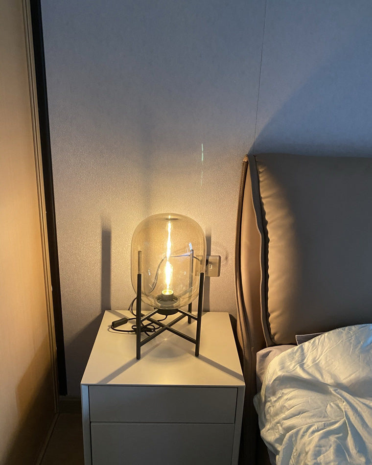 WOMO Smoked Glass Lantern Table Lamp-WM8012
