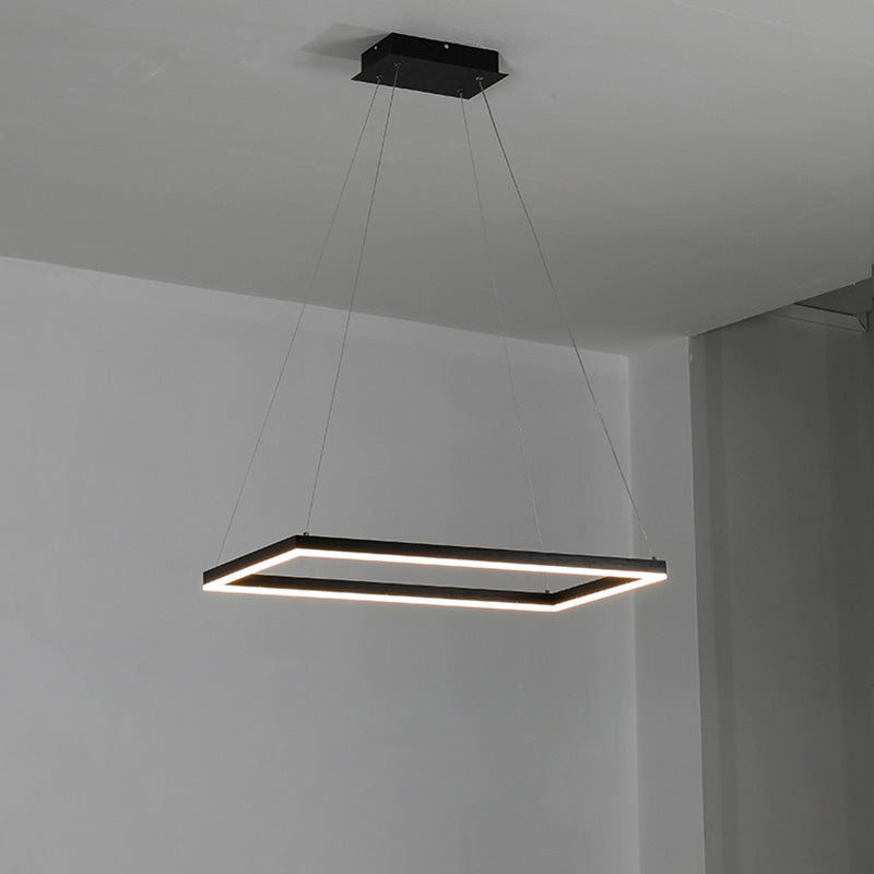 WOMO Black Tiered Rectangular Chandelier-WM2120