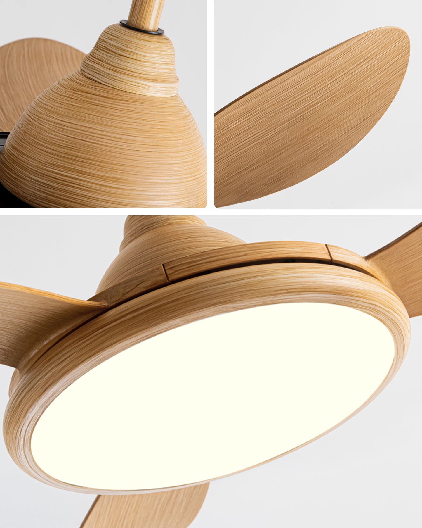 WOMO Modern Oak-look Ceiling Fan Lamp - WM5185