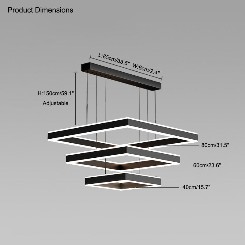 WOMO Tiered Black Square Chandelier-WM2016
