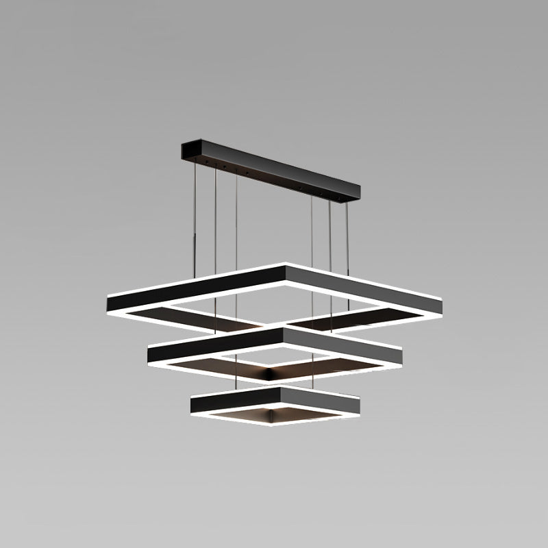 WOMO Tiered Black Square Chandelier-WM2016
