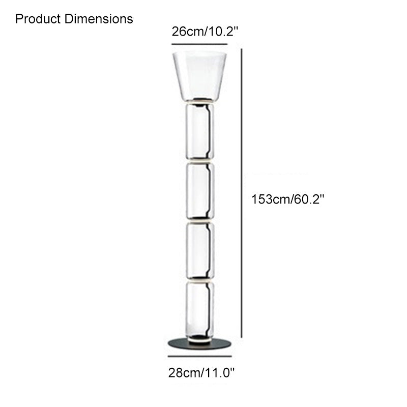 WOMO Glass Column Torchiere Floor Lamp-WM7018