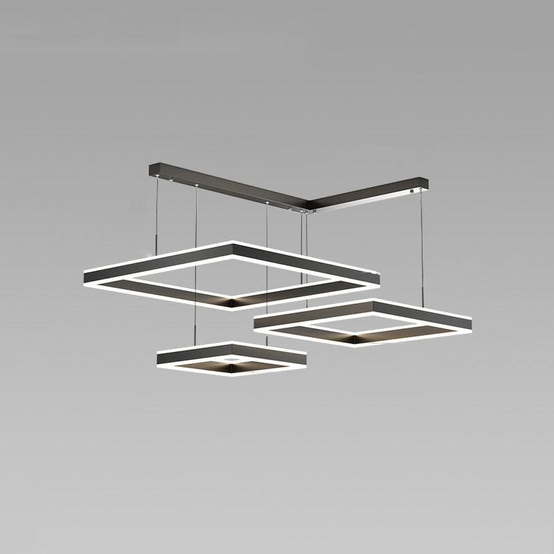 WOMO Tiered Black Square Chandelier-WM2016