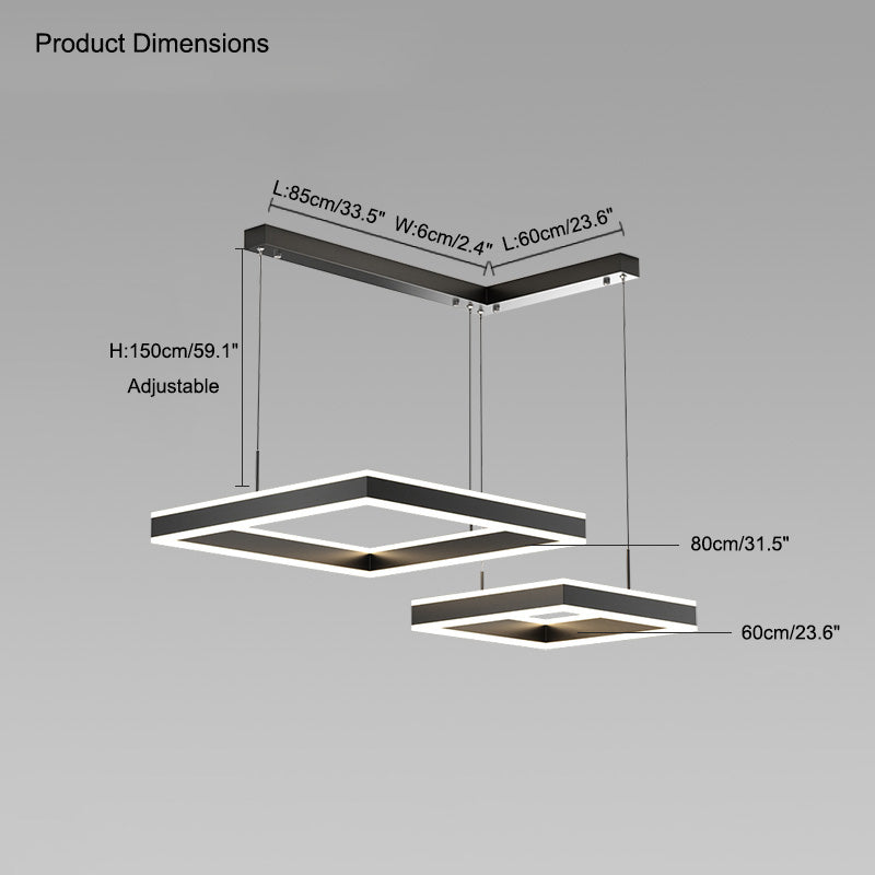 WOMO Tiered Black Square Chandelier-WM2016