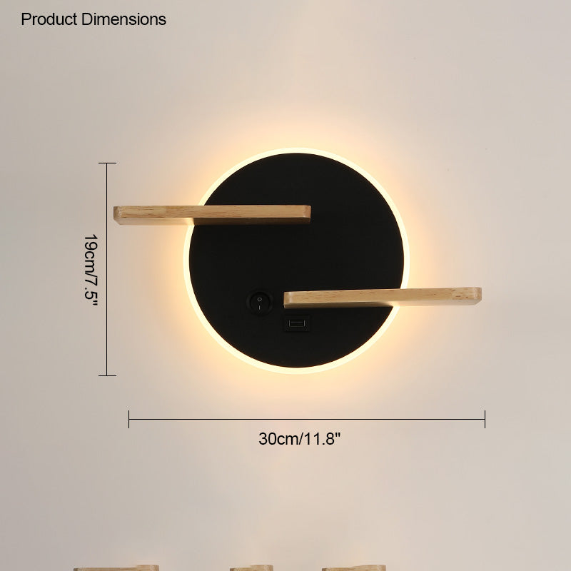 WOMO Round Accent Wall Sconce with Shelf, Switch and USB-WM6084