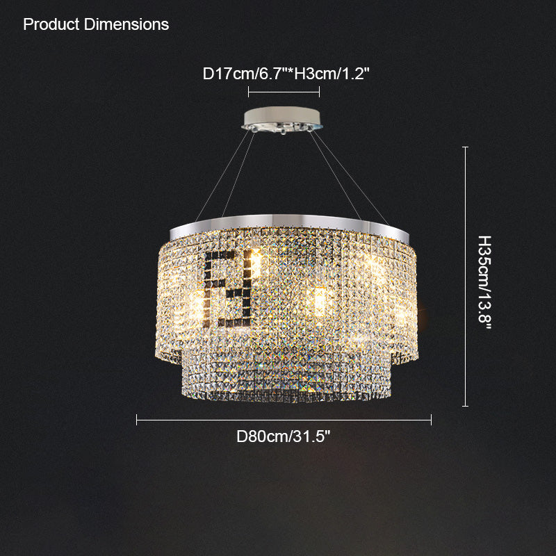 WOMO 2 Tier Round Crystal Chandelier-WM2071a
