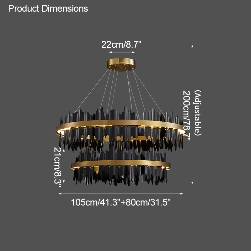 WOMO Iceberg Round Black Gold Chandelier-WM2183