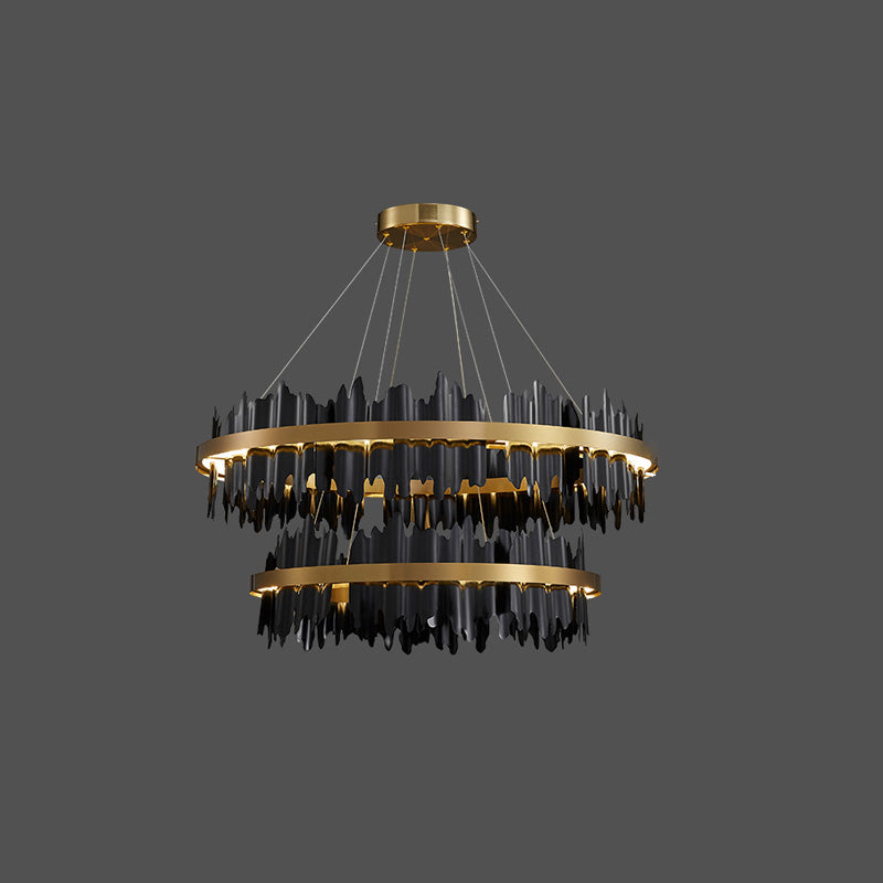 WOMO Iceberg Round Black Gold Chandelier-WM2183