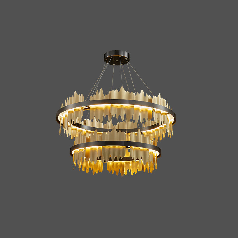 WOMO Iceberg Round Black Gold Chandelier-WM2183