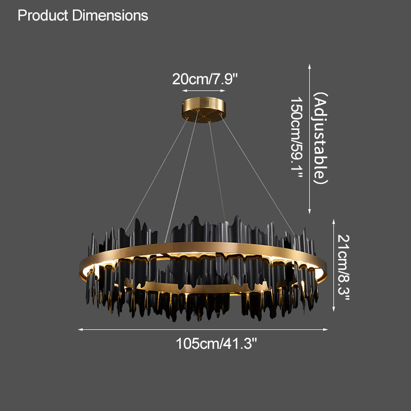 WOMO Iceberg Round Black Gold Chandelier-WM2183