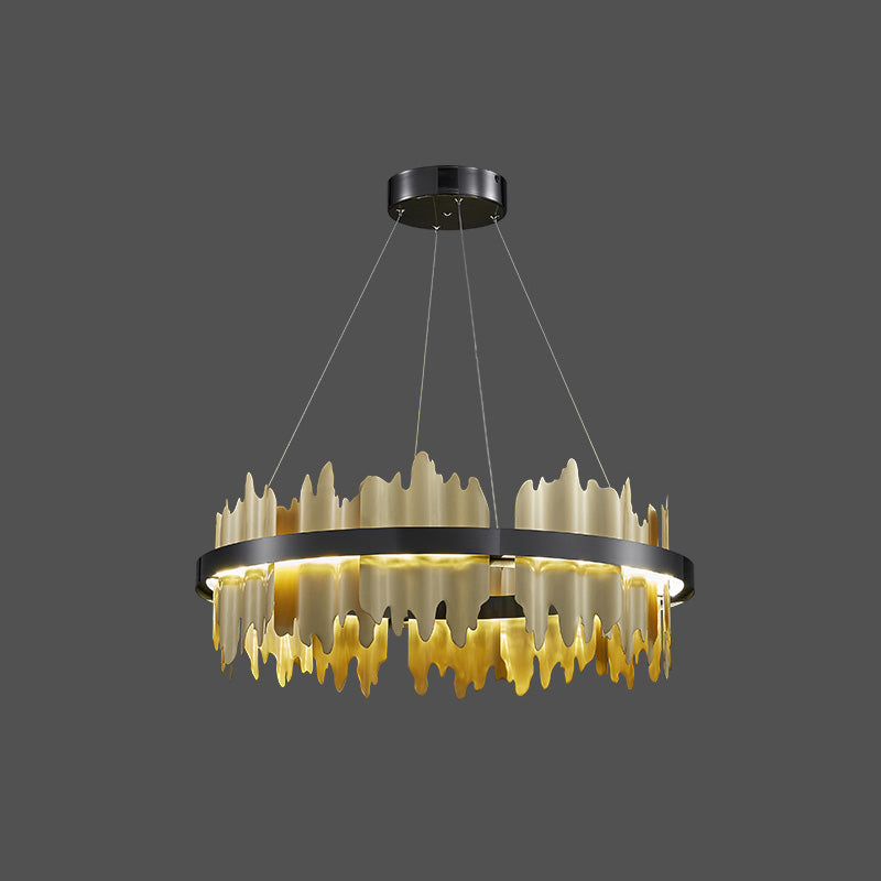 WOMO Iceberg Round Black Gold Chandelier-WM2183