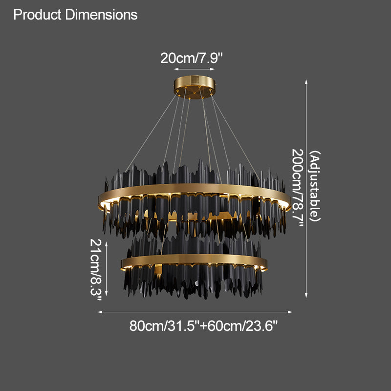 WOMO Iceberg Round Black Gold Chandelier-WM2183