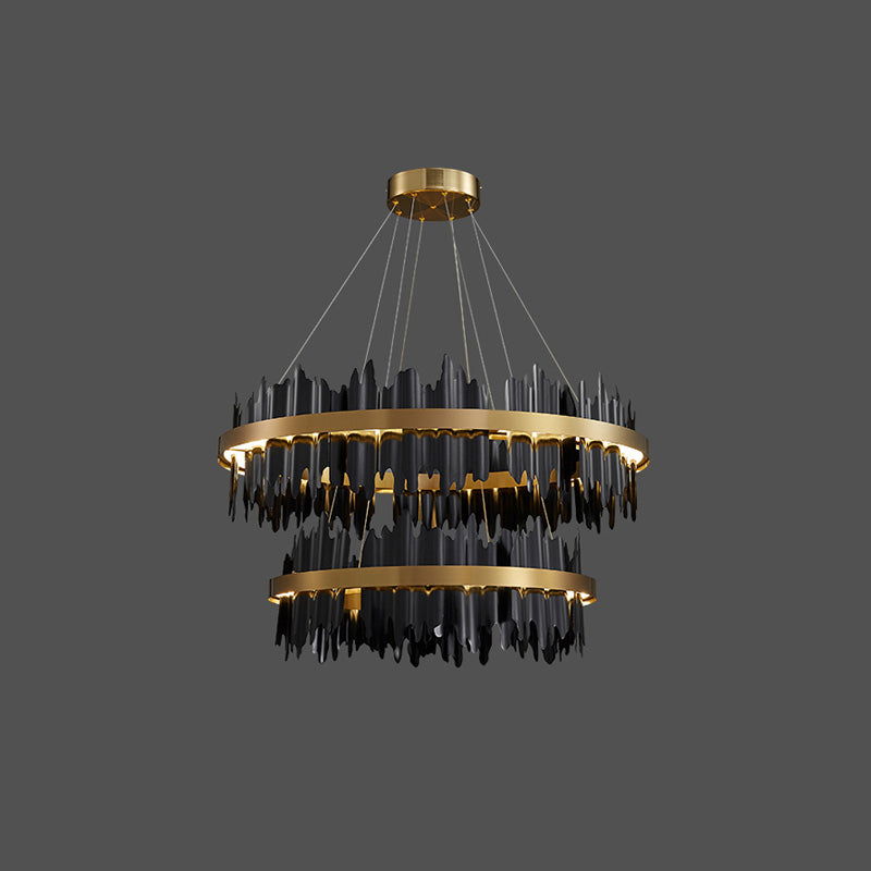 WOMO Iceberg Round Black Gold Chandelier-WM2183