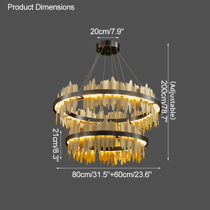 WOMO Iceberg Round Black Gold Chandelier-WM2183
