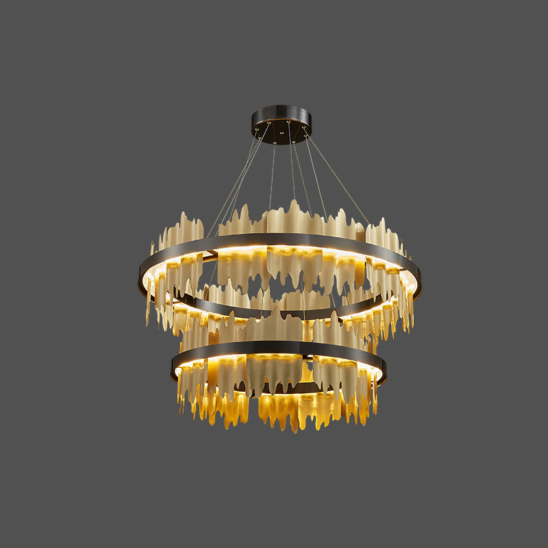 WOMO Iceberg Round Black Gold Chandelier-WM2183