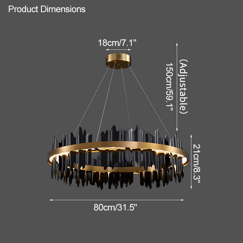 WOMO Iceberg Round Black Gold Chandelier-WM2183