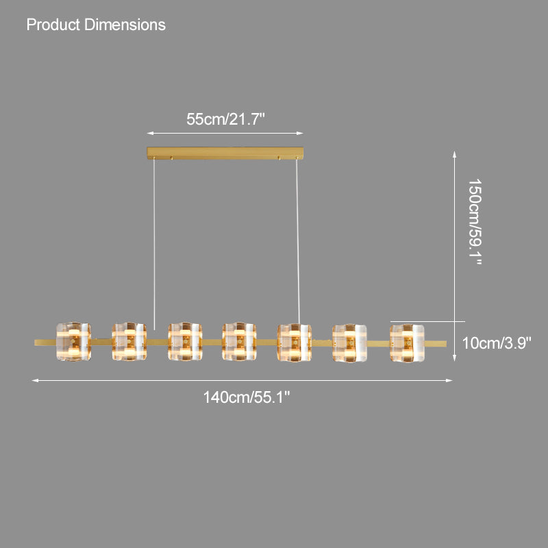 WOMO Glass Brass Linear Chandelier-WM2219A