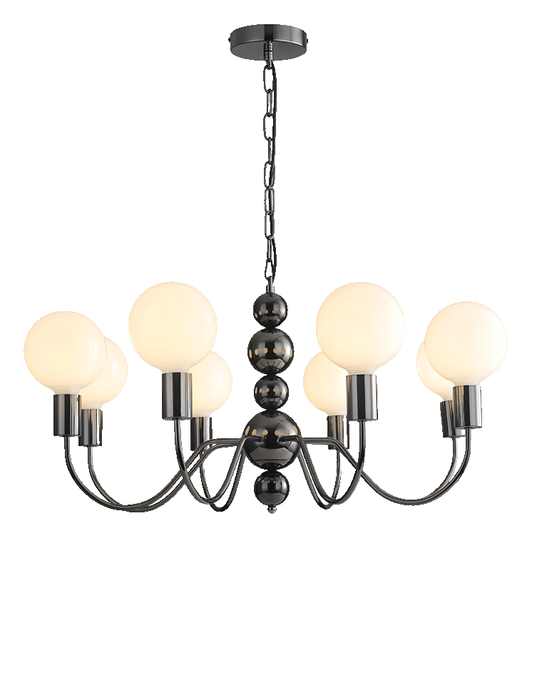 WOMO Glass Globe Black Arm Chandelier-WM2173