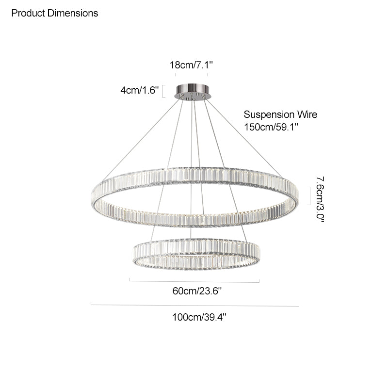 WOMO 2 Tier Circular Crystal Chandelier-WM2192