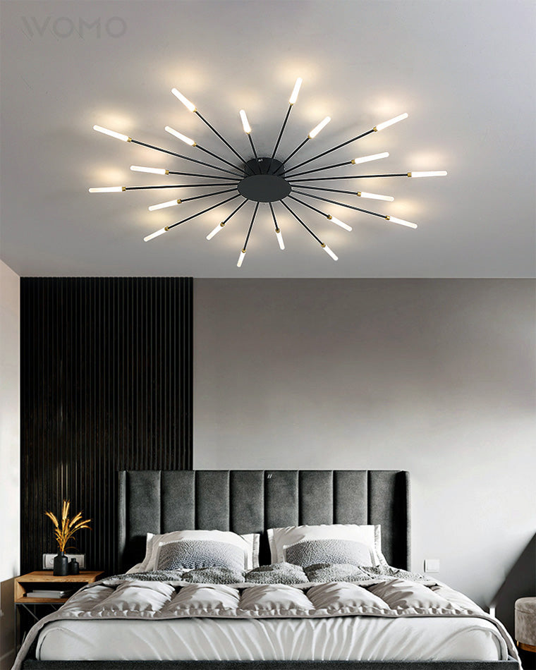 WOMO Unusual LED Ceiling Light Black Metal Large Living Room Modern-WM1000