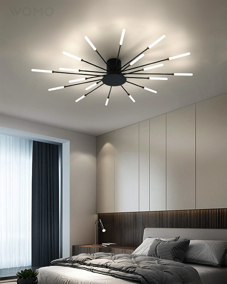 WOMO Unusual LED Ceiling Light Black Metal Large Living Room Modern-WM1000