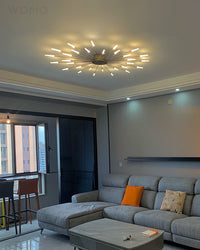 WOMO Unusual LED Ceiling Light Black Metal Large Living Room Modern-WM1000