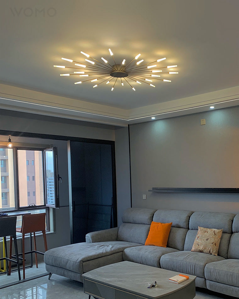 WOMO Unusual LED Ceiling Light Black Metal Large Living Room Modern-WM1000