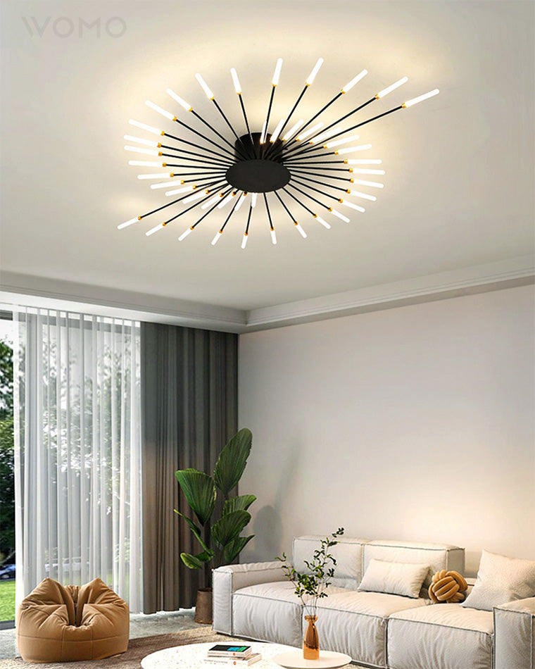 WOMO Unusual LED Ceiling Light Black Metal Large Living Room Modern-WM1000