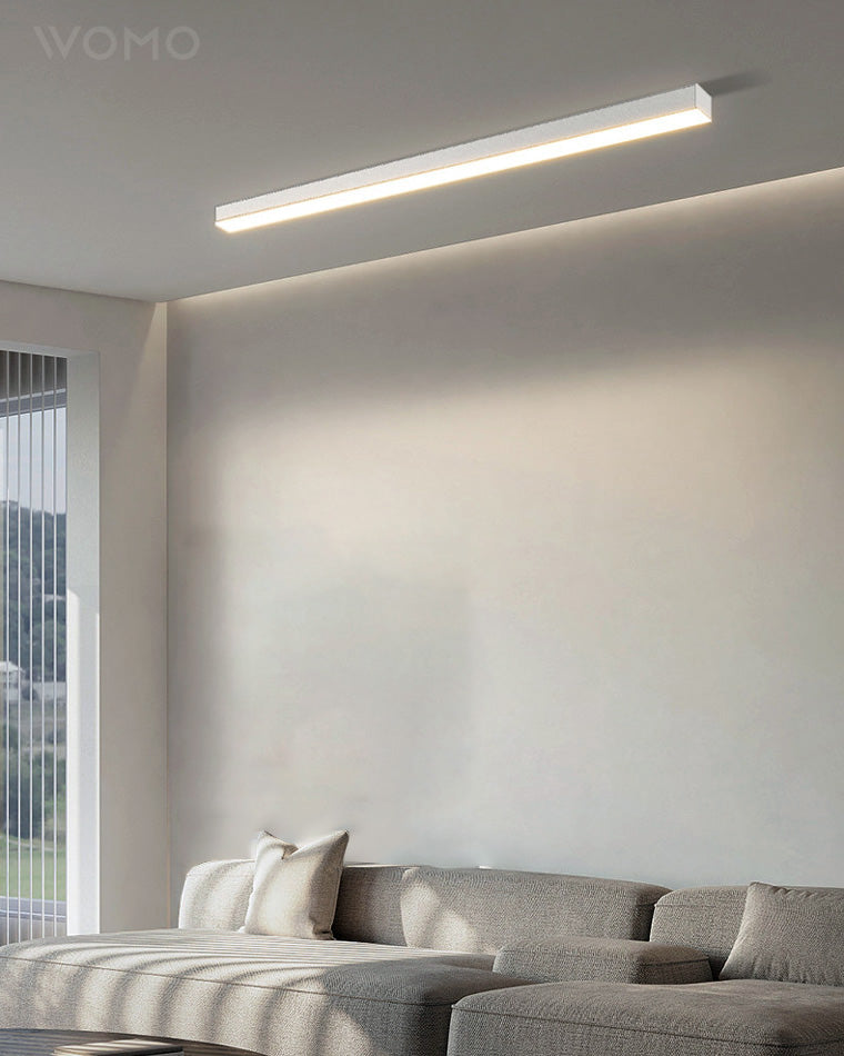 WOMO Lineare LED Deckenleuchte Flur Lang Schmal Metall-WM1003