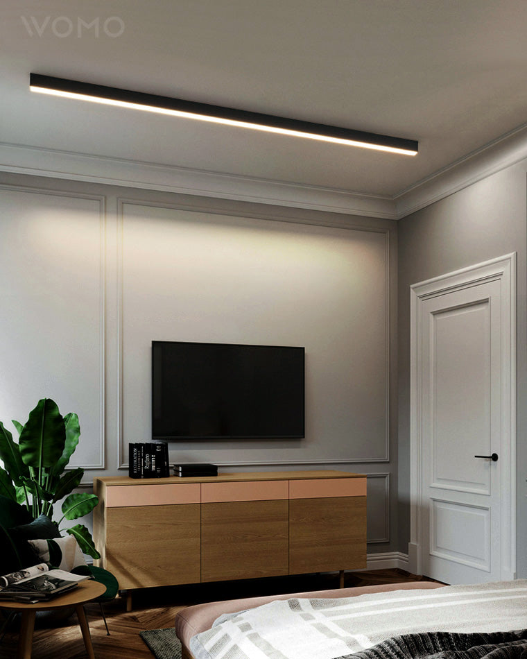 WOMO Lineare LED Deckenleuchte Flur Lang Schmal Metall-WM1003