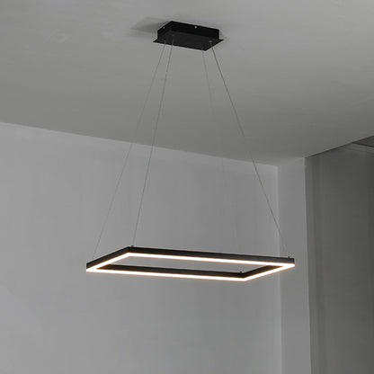 WOMO Black Tiered Rectangular Chandelier-WM2120
