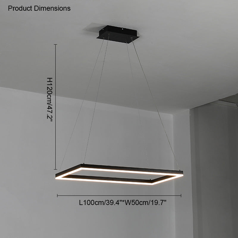 WOMO Black Tiered Rectangular Chandelier-WM2120