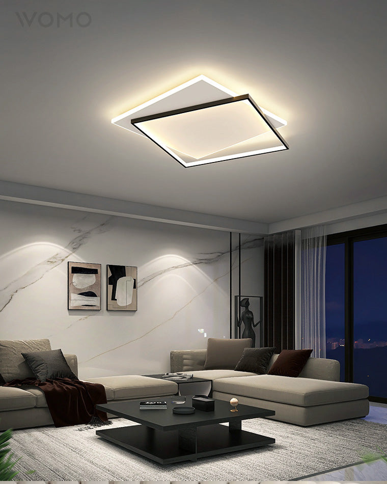 WOMO LED Ceiling Light Square Flat Black White Modern Bedroom-WM1011
