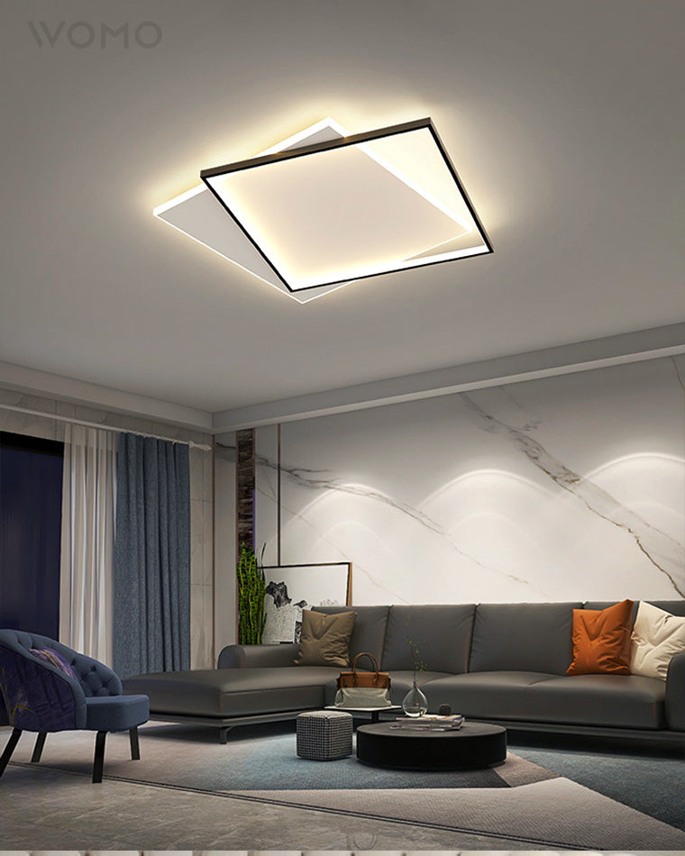 WOMO LED Deckenleuchte Eckig Flach Schwarz Weiß Modern Schlafzimmer-WM1011