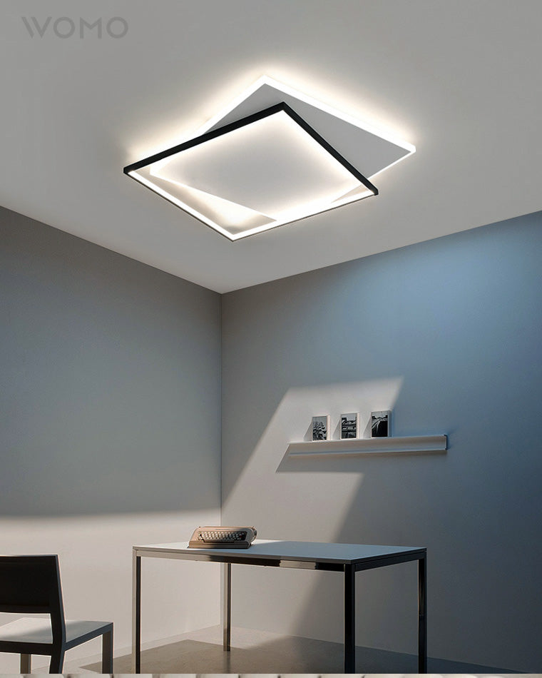 WOMO LED Ceiling Light Square Flat Black White Modern Bedroom-WM1011