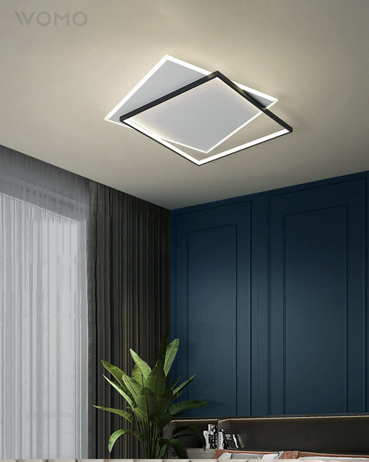 WOMO LED Ceiling Light Square Flat Black White Modern Bedroom-WM1011