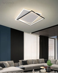 WOMO LED Deckenleuchte Eckig Flach Schwarz Weiß Modern Schlafzimmer-WM1011