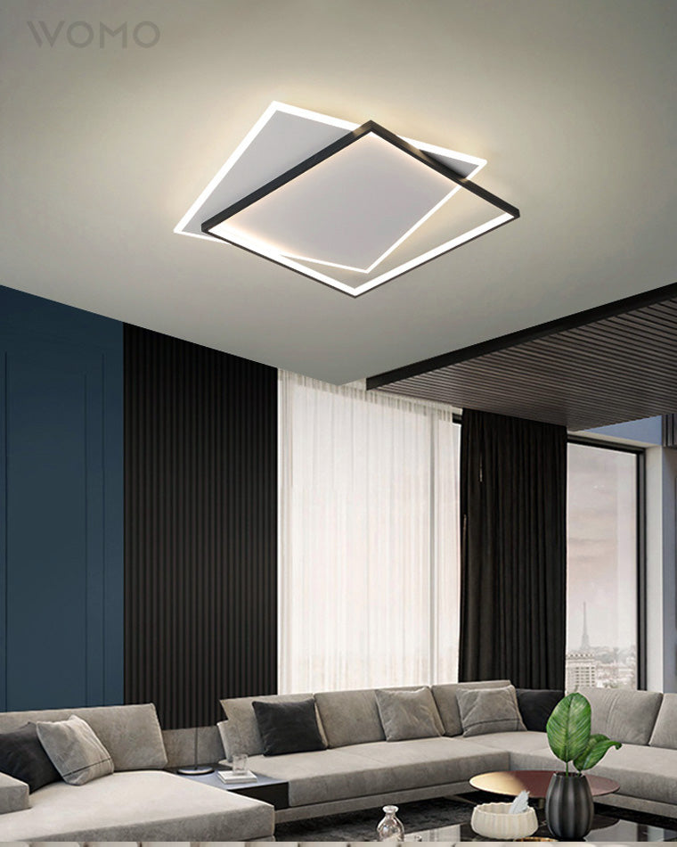 WOMO LED Ceiling Light Square Flat Black White Modern Bedroom-WM1011