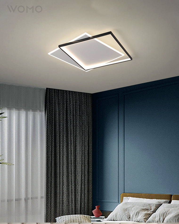 WOMO LED Ceiling Light Square Flat Black White Modern Bedroom-WM1011