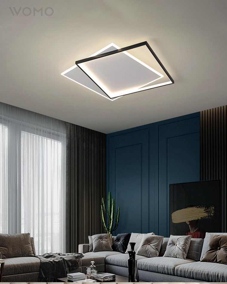 WOMO LED Ceiling Light Square Flat Black White Modern Bedroom-WM1011