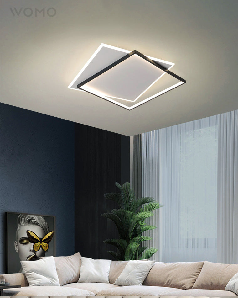 WOMO LED Ceiling Light Square Flat Black White Modern Bedroom-WM1011