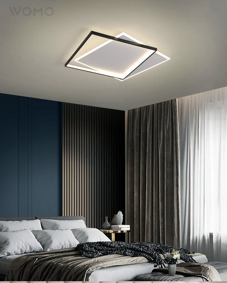WOMO LED Ceiling Light Square Flat Black White Modern Bedroom-WM1011