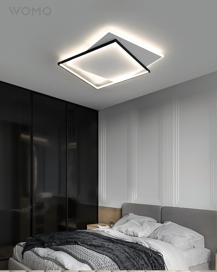 WOMO LED Ceiling Light Square Flat Black White Modern Bedroom-WM1011
