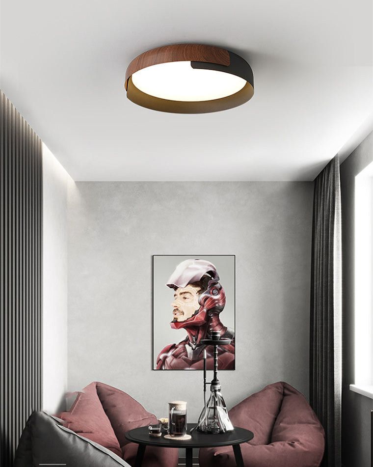 WOMO Walnut Grain Round Ceiling Light-WM1018